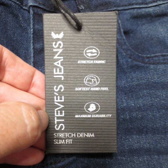 NWT STEVE’S JEANS boys DARK DENIM stretch SLIM FIT retro EMBROIDERED blue SIZE 7 - Picture 4 of 14